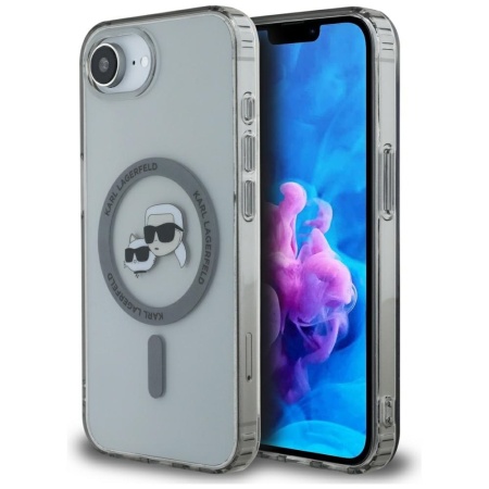 Husa pentru iPhone 16e - Karl Lagerfeld IML MagSafe (KLHMPSE4HLSKCK) - Metal Karl&Choupette Head