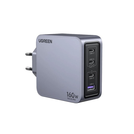 Incarcator retea Ugreen Nexode Pro 160W, GaN Mini, 3x USB-C, 1x USB-A, cu cablu USB-C inclus, Gri