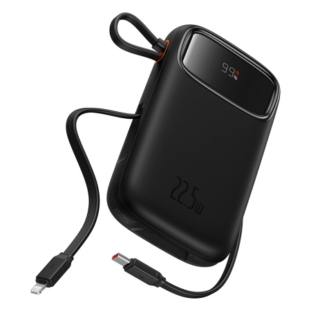 Acumulator Extern Lightning, 2x Type-C, USB, 22.5W, 20000mAh + Cablu Type-C, 30cm - Baseus Qpow Pro+ (P10055002113-00) - Black
