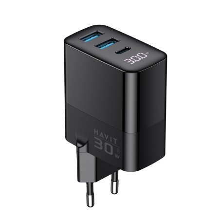 Acumulator pentru Priza 2x USB, Type-C, 30W - Havit (UCLE001 EU) - Black