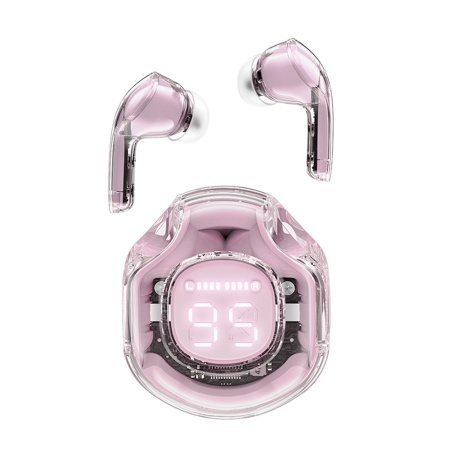 Casti Bluetooth 5.3, Type-C, IPX4, AI Call Noise Reduction, Display Digital - Acefast (T8) - Lotus Pink