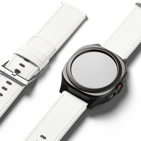 Curea pentru Fossil Hybrid 24mm / Mobvoi TicWatch Pro 5 / Suunto 9 / Suunto 9 Baro / Suunto D5 - Ringke Leather One Basic Bold - White