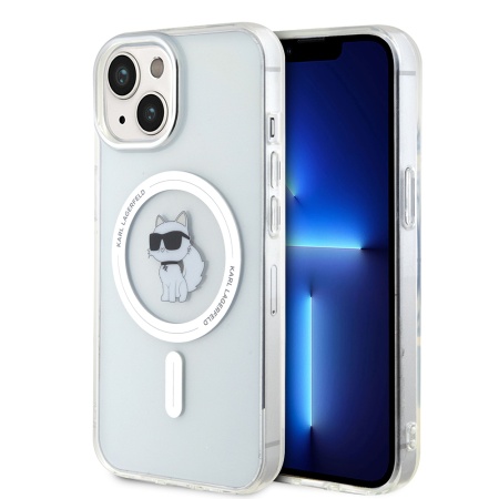 Husa pentru iPhone 15 - Karl Lagerfeld IML MagSafe (KLHMP15SHFCCNOT) - Transparent Choupette