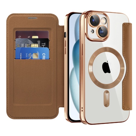 Husa pentru iPhone 15 Plus - Techsuit SmartMag Book Case - Brown