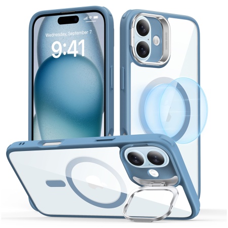 Husa pentru iPhone 16 - ESR Classic Hybrid HaloLock Kickstand - Clear Blue