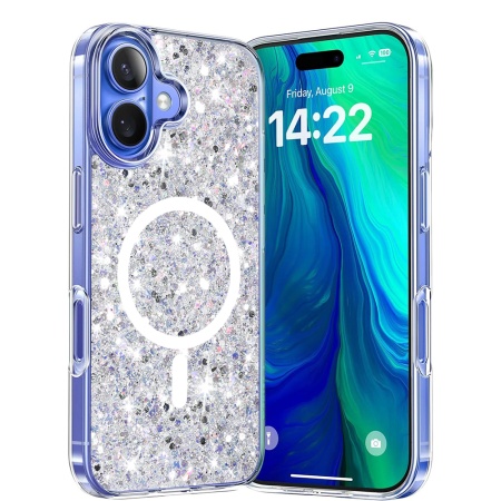 Husa pentru iPhone 16 Plus - Techsuit Sparkly Glitter MagSafe - White