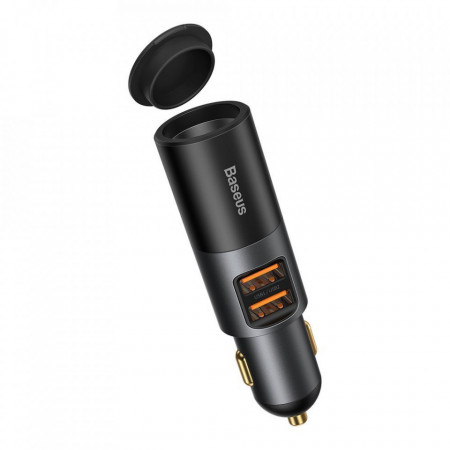 Incarcator auto Baseus Share Together 2xUSB cu port de expansiune pentru bricheta 120W Quick Charge Negru