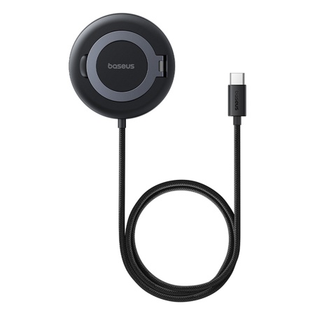 Incarcator fara Fir cu Stand, Universal, Qi2, 15W, Type-C, 1m - Baseus Simple Mini4 (P10273300121-01) - Cosmic Black