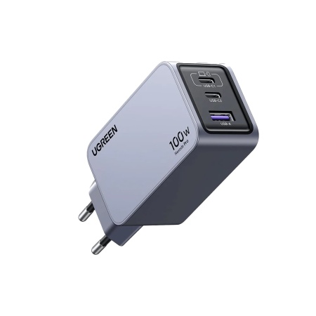 Incarcator retea Ugreen Nexode Pro 100W, GaN Mini, 2x USB-C, 1x USB-A, cu cablu USB-C inclus, Gri