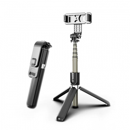 Selfie Stick cu Trepied si Telecomanda, 83cm - Techsuit (L03) - Black