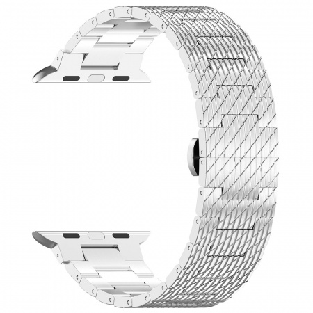 Curea pentru Apple Watch 1/2/3/4/5/6/7/8/9/10/SE/SE 2 (38/40/41/42mm) - Techsuit Watchband (W052) - Silver