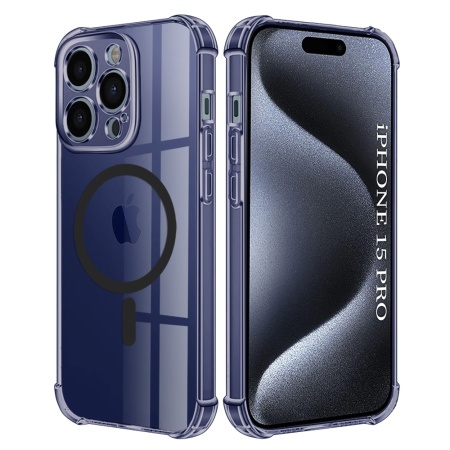 Husa pentru iPhone 15 Pro - Techsuit Shockproof Clear Silicone MagSafe - Smoke Black