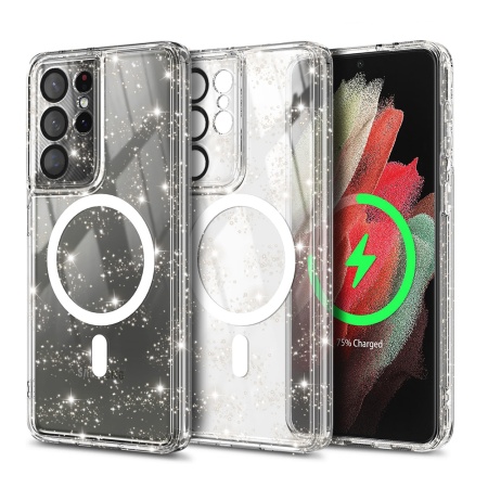 Husa pentru Samsung Galaxy S21 Ultra 5G - Techsuit SparkleSkin MagSafe Series - Clear