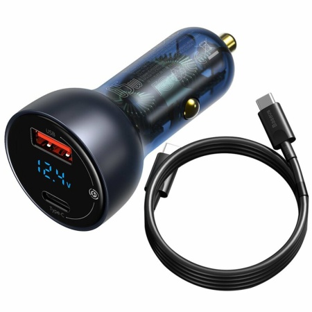 Incarcator auto Baseus Particular Digital Display QC+PPS Dual 65W cablu USB-C inclus Gri