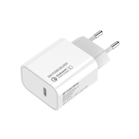 Incarcator Priza Type-C, 20W, Auto ID - ColorWay (CW-CHS026PD-WT) - White