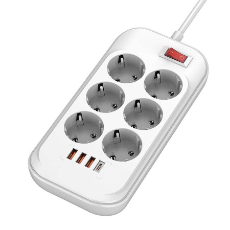 Prelungitor pentru Priza, 3xUSB, Type-C, 36W, 2m - ColorWay (CW-CHE64PDW) - White