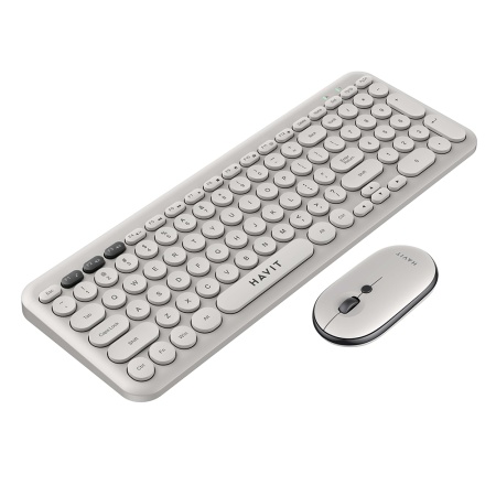 Set Tastatura si Mouse Fara Fir, 800/1200/1600 DPI - Havit (KB254GCM) - Light Gray