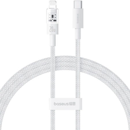 Cablu USB-C la Lightning, Fast Charging 20W, 2m - Baseus Gem (P10373001211-01) - Moon White