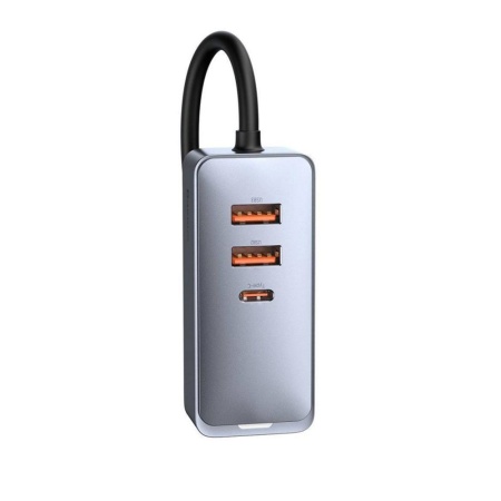 Incarcator auto Baseus Share Together cu prelungitor 3x USB-A 1x USB-C Gri
