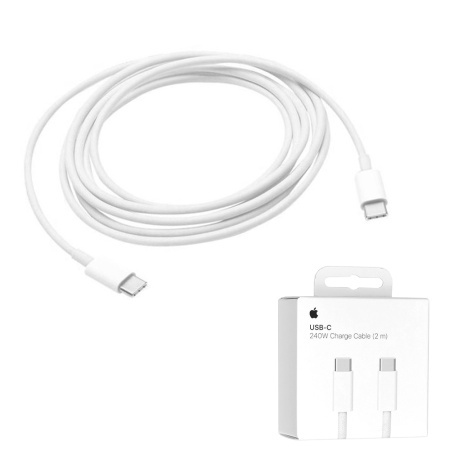 Cablu de Date USB-C la USB-C, 2m, 240W - Apple A2794 (MU2G3ZM/A) - White (Blister Packing)