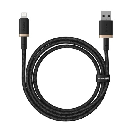 Cablu de Date USB la Lightning, 2.4A, 1m - Baseus Dura (P10377801U01-00) - Gold / Black