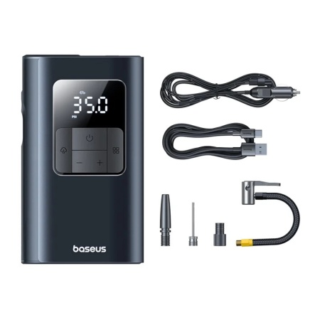 Compresor Portabil, Lanterna, Baterie Externa, 6000mAh - Baseus (C11169001121-00) - Black
