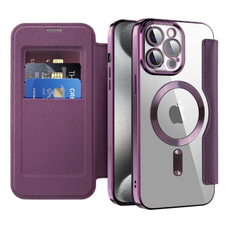 Husa pentru iPhone 15 Pro Max - Techsuit SmartMag Book Case - Purple