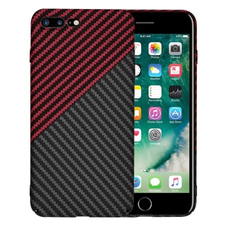 Husa pentru iPhone 7 Plus / iPhone 8 Plus - Techsuit Carbonite FiberShell - Red Vortex