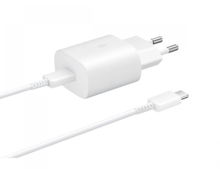 Incarcator Samsung EP-TA800XWEGWW, Super Fast Charging, 25W, Cablu Type-C inclus, White