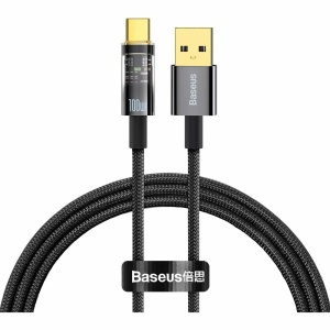 Cablu Baseus Explorer Auto Power-Off Fast Charge USB USB-C 100W 1m Negru