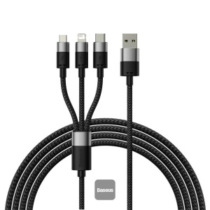 Cablu Baseus StarSpeed 1-in-3 Fast Charge USB M+L+C 3.5A 1.2m negru - Img 2