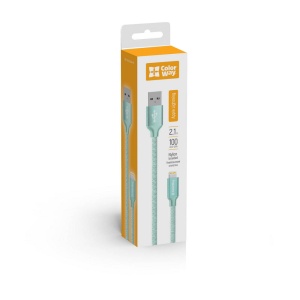 Cablu Date, USB la Lightning, 2.1A, 1m - ColorWay (CW-CBUL004-MT) - Mint - Img 2