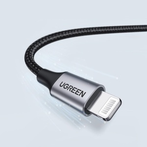 Cablu de Date USB la Lightning, Fast Charging 2.4A, 480Mbps, 1m - Ugreen US199 (60156) - Space Gray - Img 3