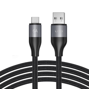 Cablu de Date USB la Type-C, Fast Charging, 6A, 480Mbps, 1m - Lito (LD23T) - Grey