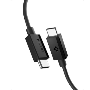 Cablu pentru Alimentare Type-C, 60W, 480Mbps, 2m - Spigen Essential (EB6020CC) - Black - Img 1