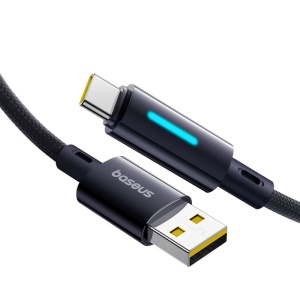 Cablu USB la Type-C cu LED, 100W, E-marker Chip, 2m - Baseus Lit (P10379002121-01) - Cosmic Black - Img 2