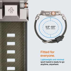 Curea pentru Apple Watch 1/2/3/4/5/6/7/8/9/10/SE/SE 2/Ultra/Ultra 2 (42/44/45/46/49mm) - Spigen DuraPro Armor - Military Green - Img 10