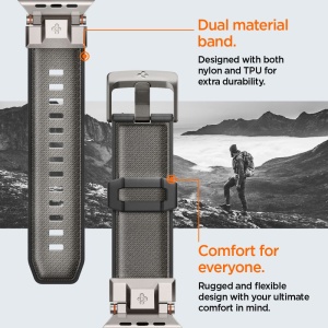 Curea pentru Apple Watch 1/2/3/4/5/6/7/8/9/10/SE/SE 2/Ultra/Ultra 2 (42/44/45/46/49mm) - Spigen DuraPro Armor - Grey - Img 14