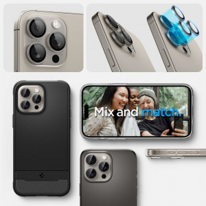 Folie Camera pentru iPhone 14 Pro / 14 Pro Max / 15 Pro / 15 Pro Max (set 2) - Spigen Glas.tR Optik EZ Fit Pro - Natural Titanium - Img 7