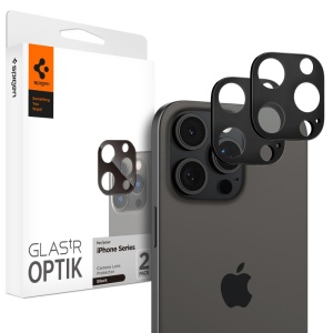 Folie Camera pentru iPhone 14 Pro / Pro Max / 15 Pro / Pro Max / 16 Pro / Pro Max (set 2) - Spigen Glas.tR Optik - Black - Img 1