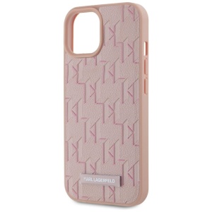 Husa iPhone 15 - Karl Lagerfeld Leather MagSafe (KLHMP15SPKHPORPP) - Pink Hot Stamp - Img 6