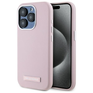 Husa iPhone 15 Pro Max - Karl Lagerfeld Leather MagSafe (KLHMP15XPGMSRPP) - Pink FW Metal Plate - Img 1