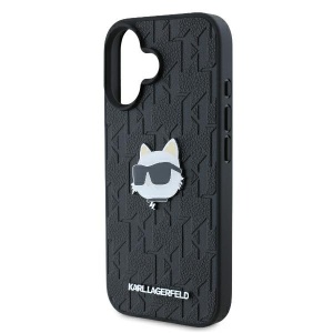 Husa iPhone 16 - Karl Lagerfeld Hardcase Leather Monogram (KLHCP16SPGKLCHPK) - Choupette Head Pin - Img 2