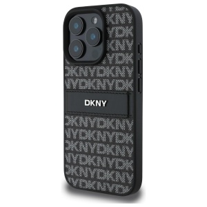 Husa iPhone 16 Pro Max - DKNY Leather Hardcase Texture Pattern Tonal Stripe (DKHCP16XPRTHSLK) - Black - Img 2