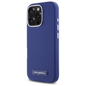 Husa iPhone 16 Pro Max - Karl Lagerfeld Leather MagSafe (KLHMP16XPGMSRPB) - Blue FW Metal Plate - Img 3