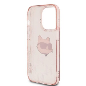 Husa pentru iPhone 14 Pro - Karl Lagerfeld IML Luxury (KLHCP14LHKLPCHP) - Pink Choupette Head&Monogram - Img 7