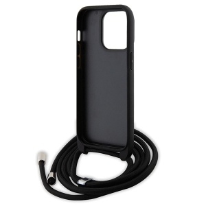Husa pentru iPhone 14 Pro - Karl Lagerfeld Saffiano Crossbody (KLHCP14LSAKCPSK) - Metal Pin Karl&Choupette - Img 5