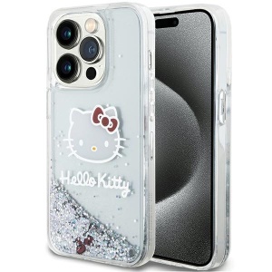 Husa pentru iPhone 14 Pro Max - Hello Kitty Hardcase Liquid Glitter Charms Kitty Head (HKHCP14XLIKHET) - Silver - Img 1