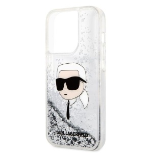 Husa pentru iPhone 14 Pro Max - Karl Lagerfeld Hardcase Glitter (KLHCP14XLNKHCH) - Silver Karl Head - Img 2