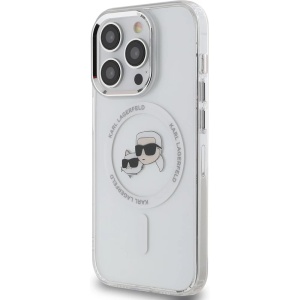 Husa pentru iPhone 14 Pro Max - Karl Lagerfeld IML MagSafe (KLHMP14XHLSKCH) - White Metal Karl&Choupette Head - Img 5